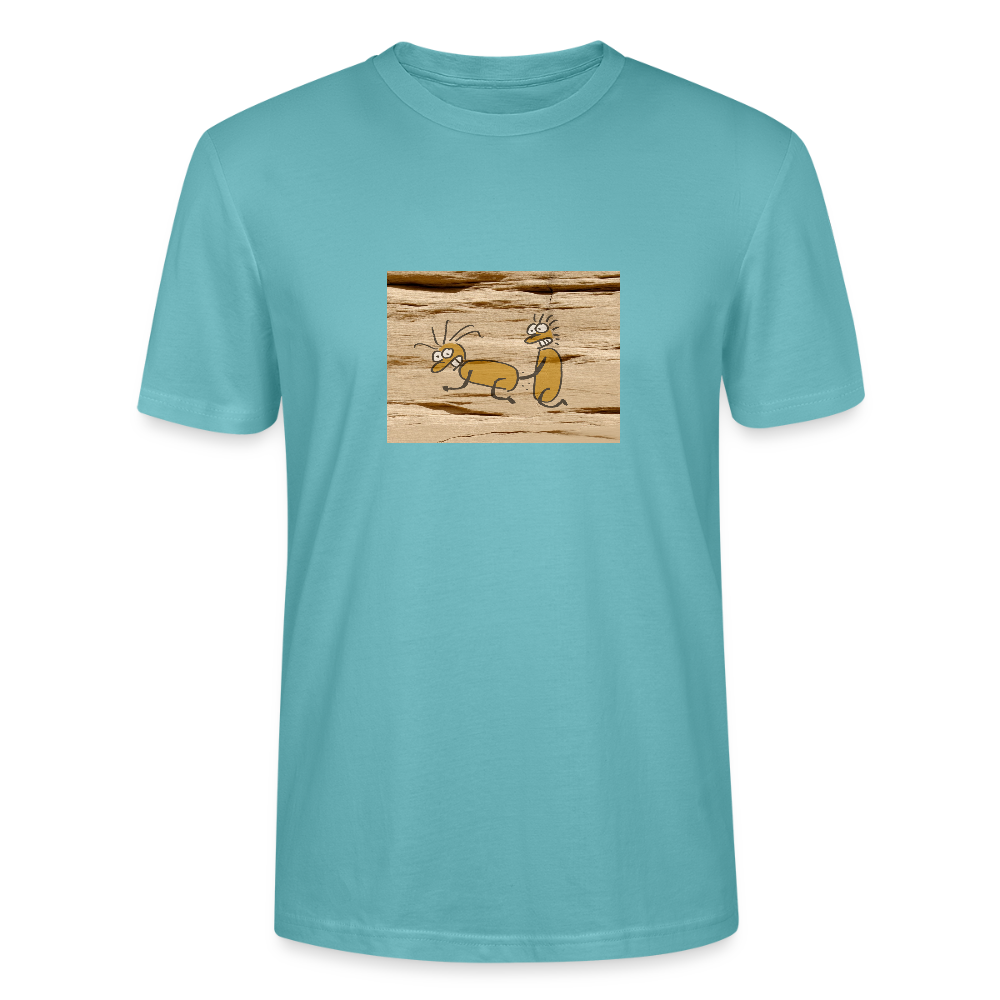 Shirt met erotische grotwandkunst 2 - pastel turquoise
