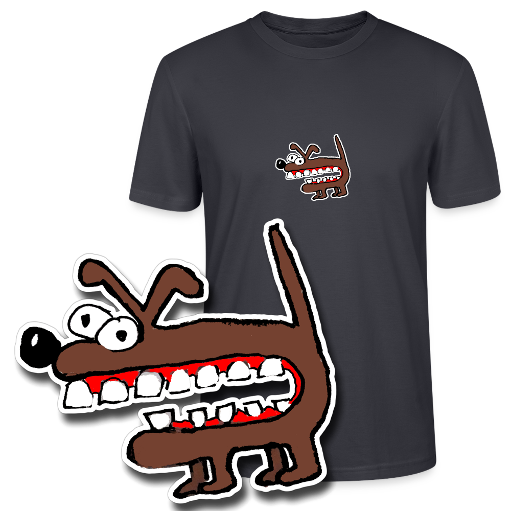 Regular fit shirt met bruine hond