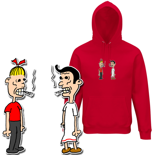Hoodie met Suske en Wiske die roken