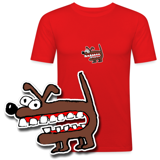 Slim fit shirt met bruine hond